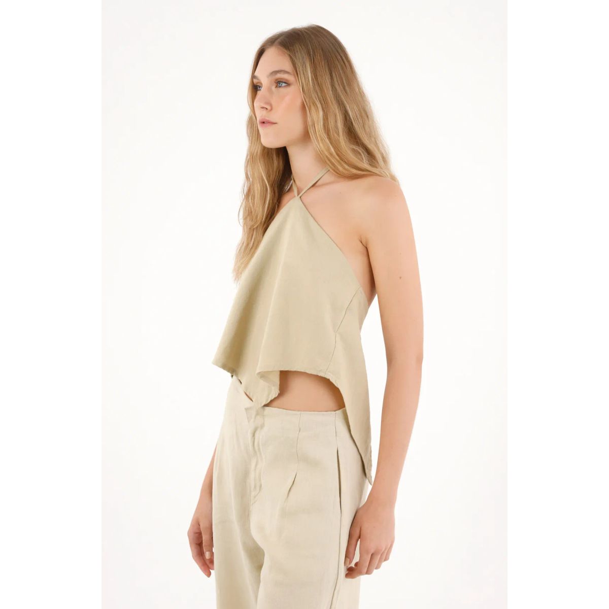 TENNIS - Camisa con escote halter café para mujer