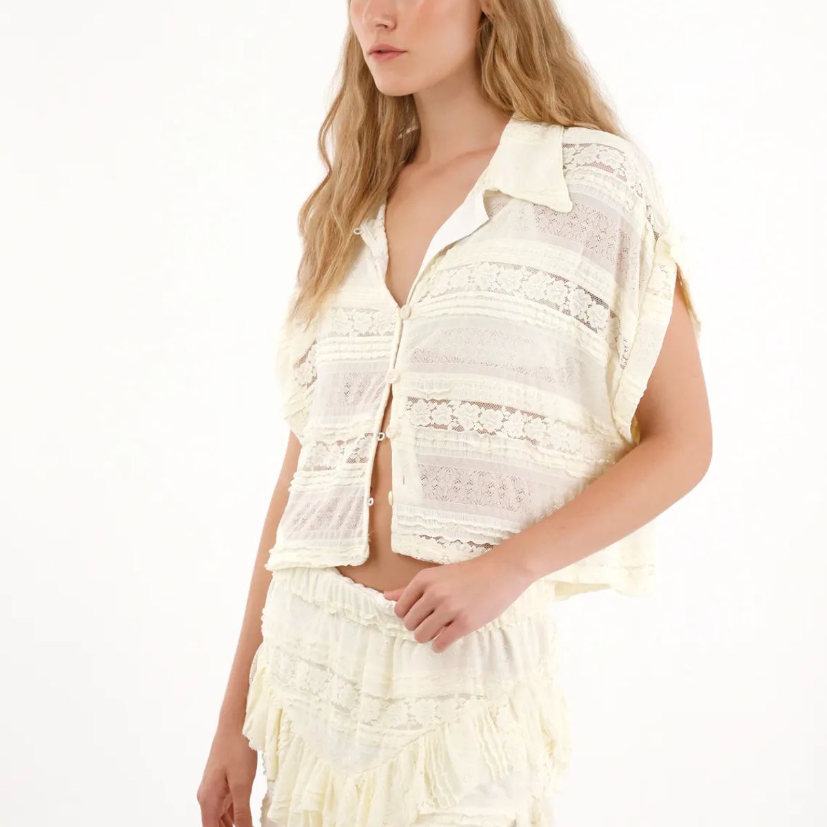 TENNIS - Camisa Boxy fit con textura crudo para mujer