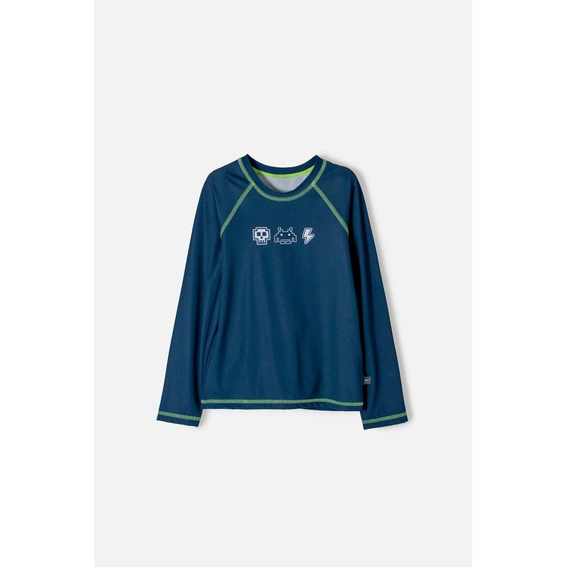 MIC - Camiseta de baño Mic azul oscura manga larga para niño