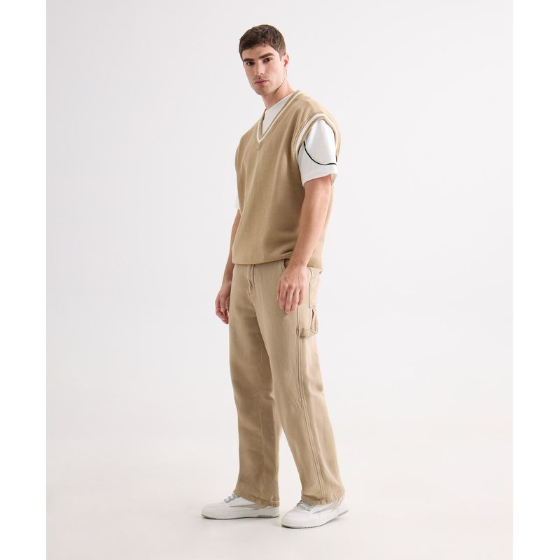 SEVEN SEVEN - Chaleco Para Hombre Plano Color Arena Marca Seven Seven #45250009