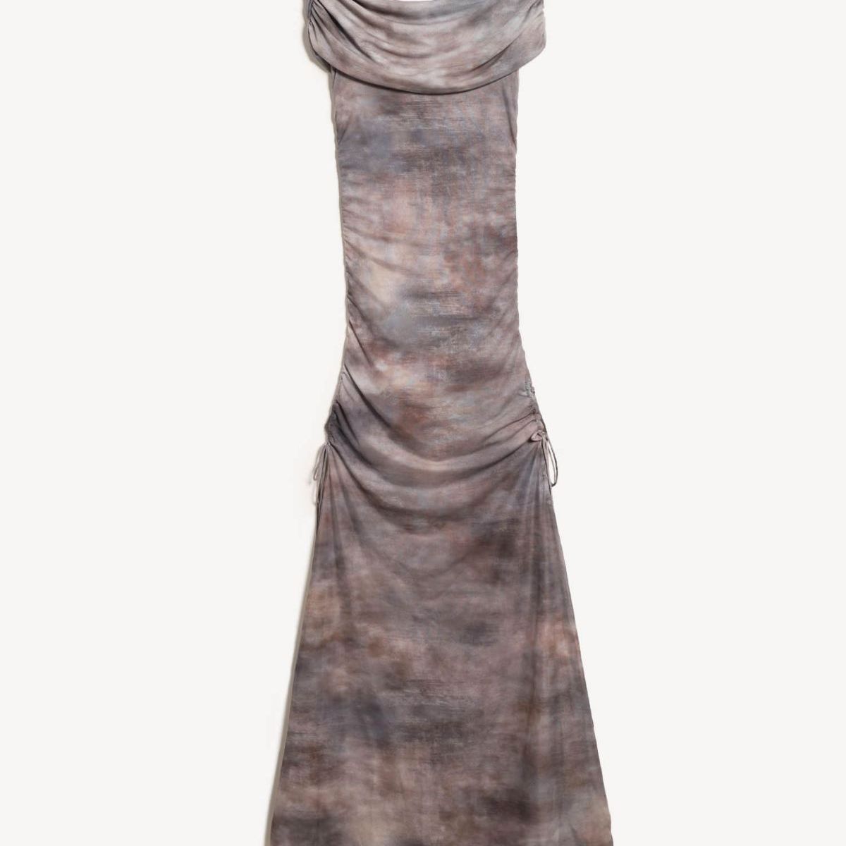 SEVEN SEVEN - Vestido Maxi Estampado Bardot  Para Mujer Café Seven Seven
