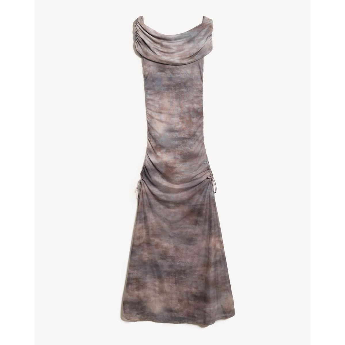SEVEN SEVEN - Vestido Maxi Estampado Bardot  Para Mujer Café Seven Seven