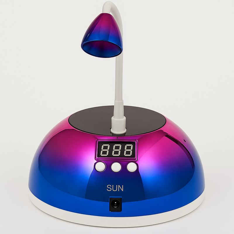 GENERICO - Lámpara LED con press para uñas con diseño moderno en tonos metalizados azul y fucsia