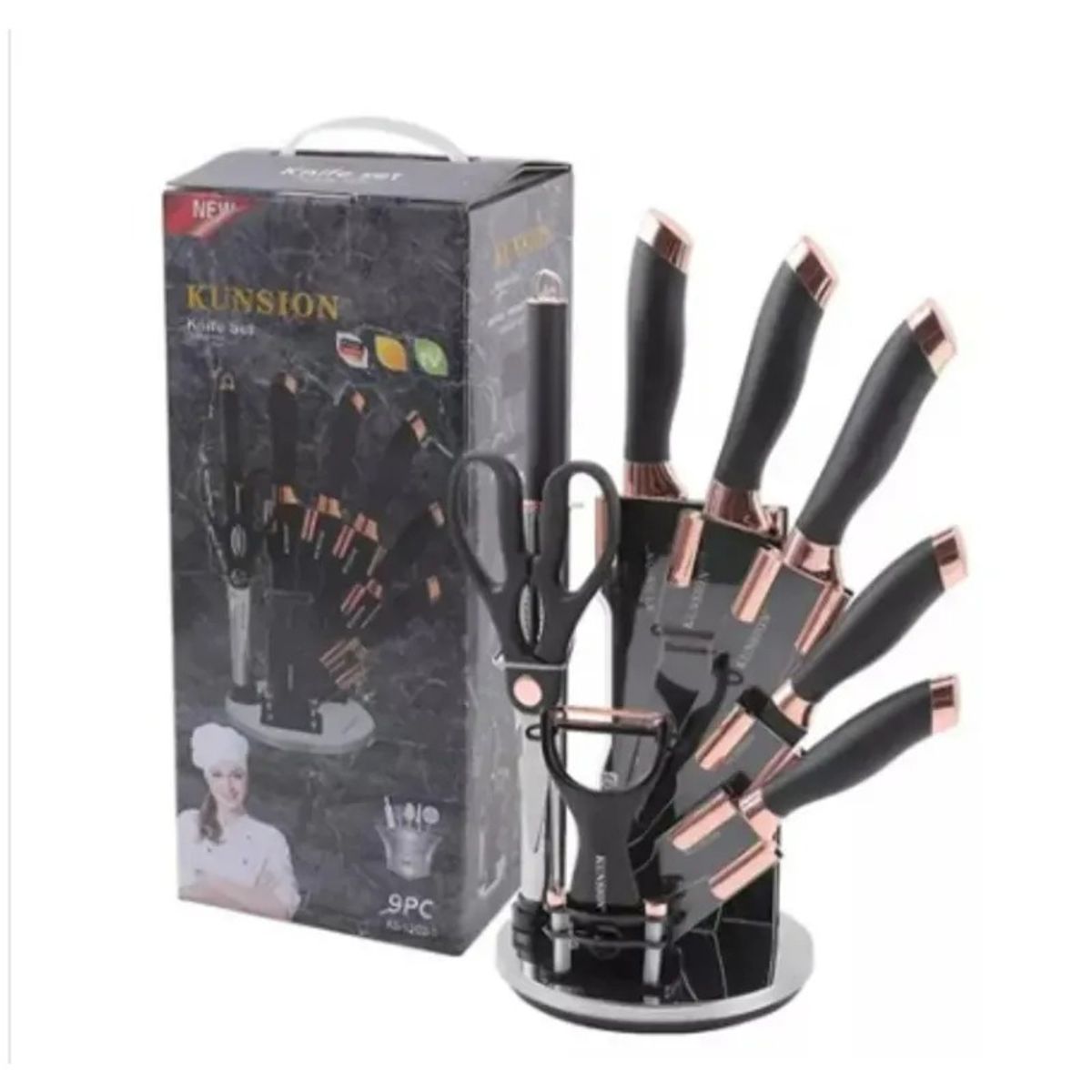 GENERICO - Juego De Cuchillos en Marmol Set X9 Blanco