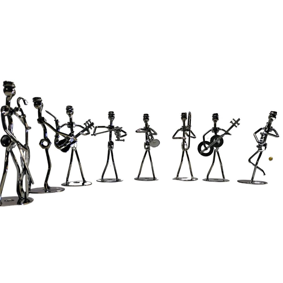 MAZUGI - Set De 8 Figuras Metálicas De Músicos - Decoración Arte Mode