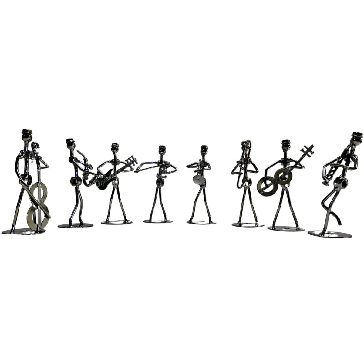 MAZUGI - Set De 8 Figuras Metálicas De Músicos - Decoración Arte Mode