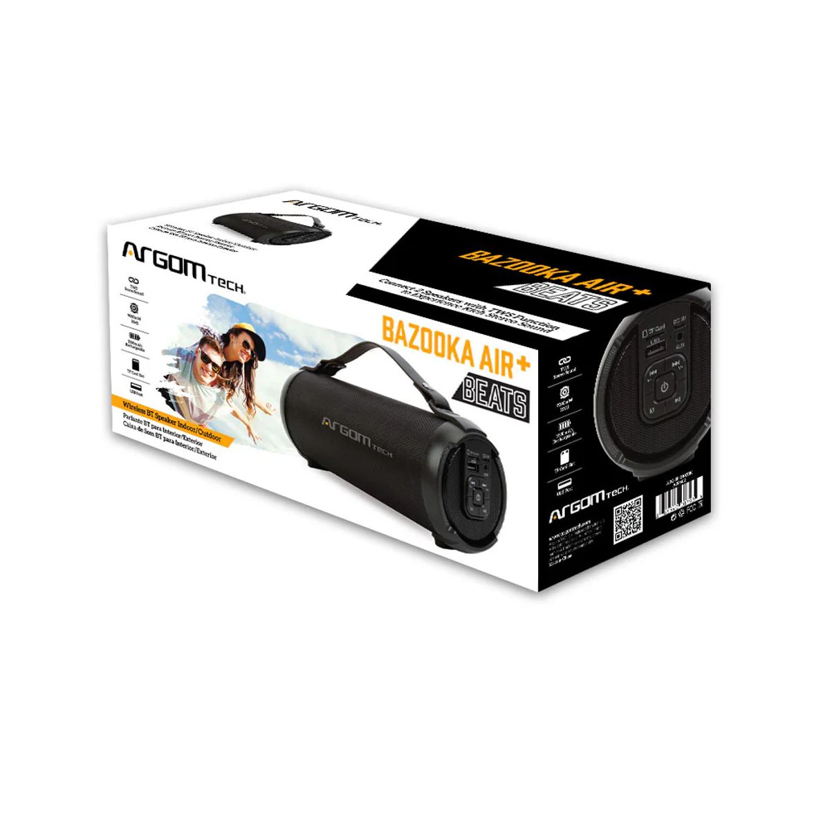 ARGOMTECH - Altavoz inalámbrico Bluetooth Bazooka Air+ ARG-SP-3102BK