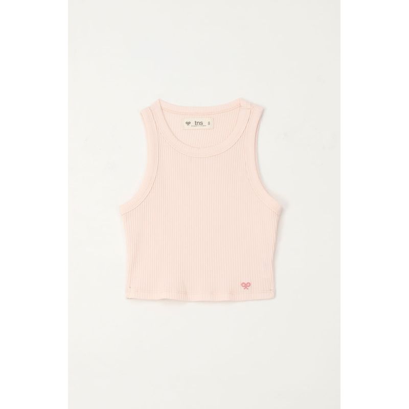 TENNIS - Camiseta manga sisa en rib rosado para niña