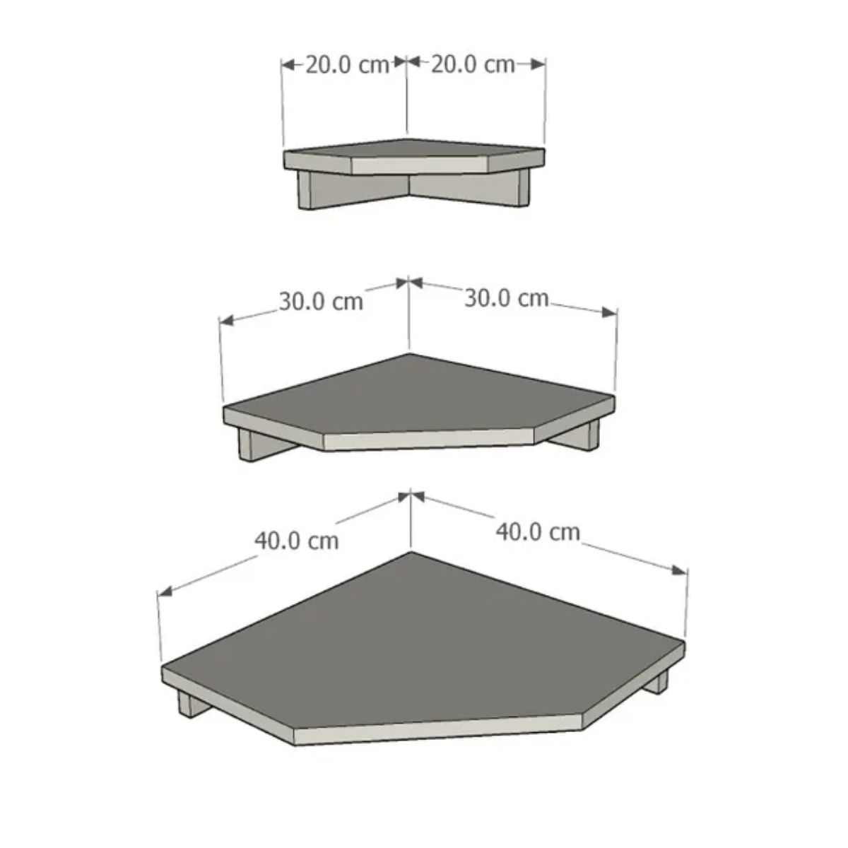 GENERICO - Set 3 Repisa Esquinero Flotante E-16 Decoración Moderna, Color Blanco