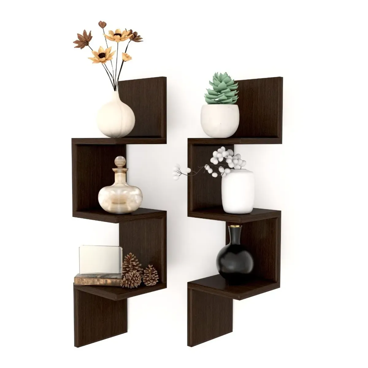 GENERICO - Set Repisas Esquineras Flotantes E-13  Decoración Moderna Color Wengue