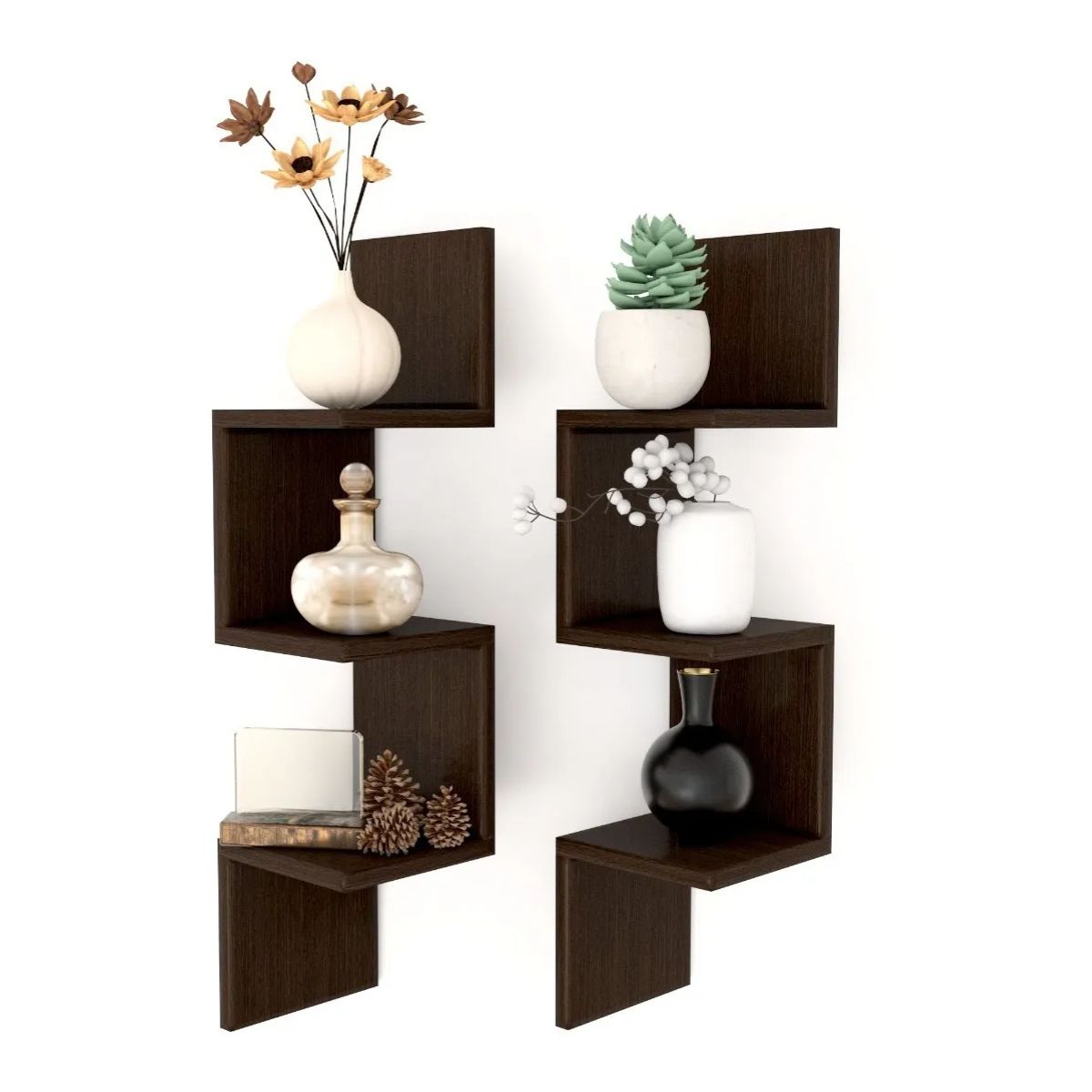 GENERICO - Set Repisas Esquineras Flotantes E-13  Decoración Moderna Color Wengue