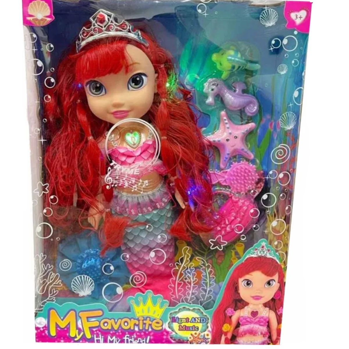 GENERICO - Muñeca Princesa Sirena Luces Niña Sonido