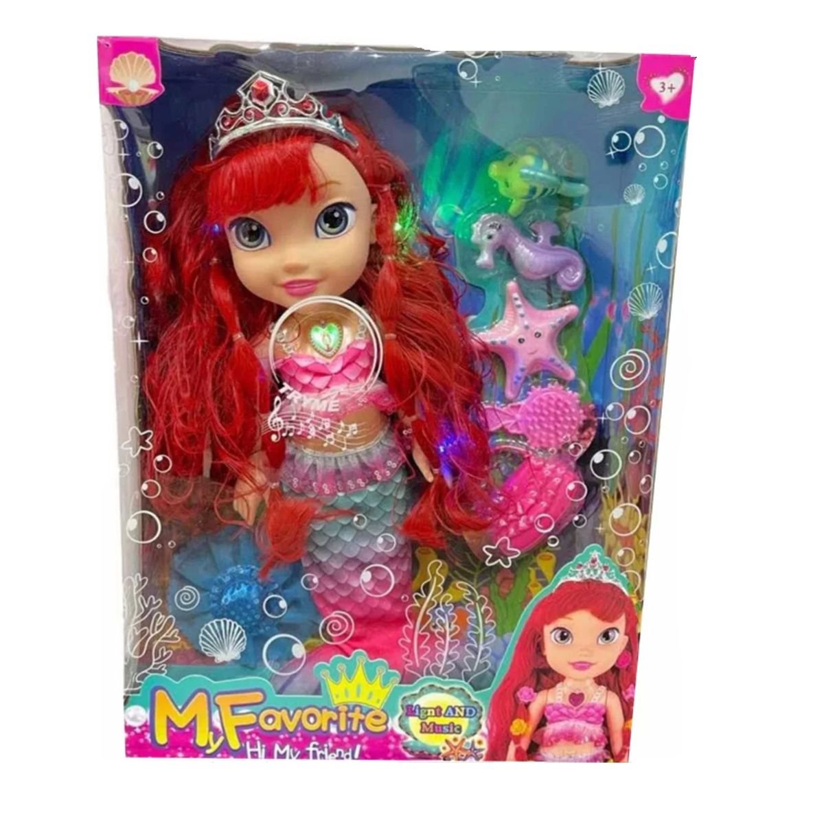 GENERICO - Muñeca Princesa Sirena Luces Niña Sonido