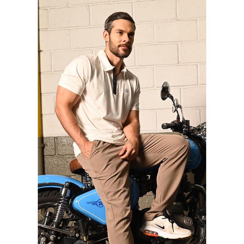 BELIFE - Camiseta polo ivory para hombre