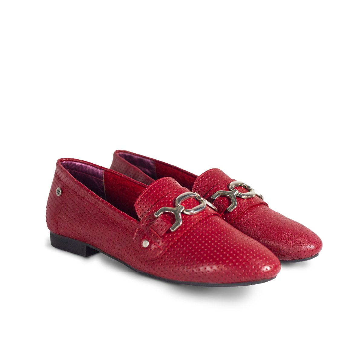 SANTORINI - Baleta Mujer Terni Cuero Rojo