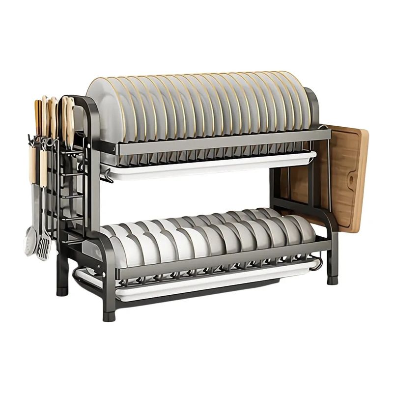 GENERICO - Escurridor De Platos 2 Niveles Negro Organizador Cocina