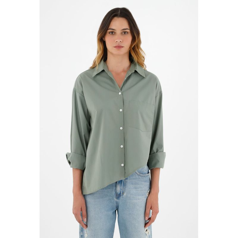 TENNIS - Camisa manga larga verde para mujer