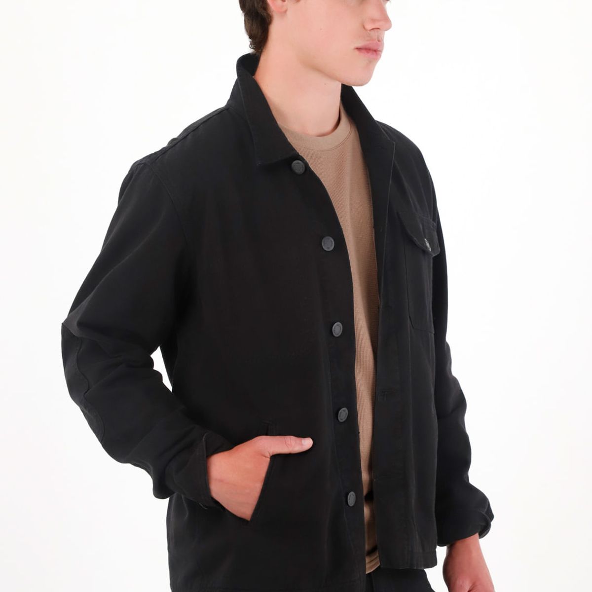 TENNIS - Chaqueta en denim con costuras decorativas negra para hombre