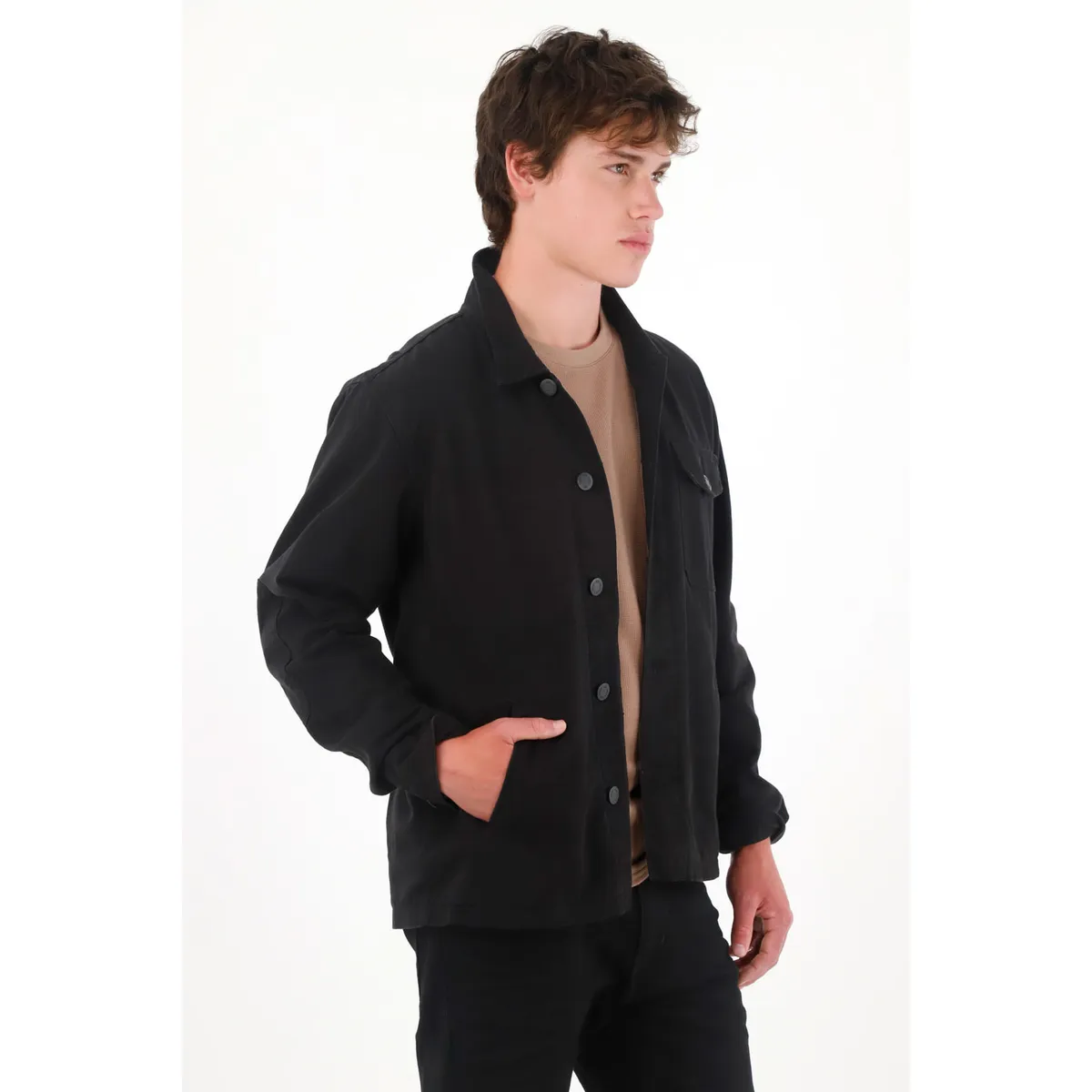 TENNIS - Chaqueta en denim con costuras decorativas negra para hombre