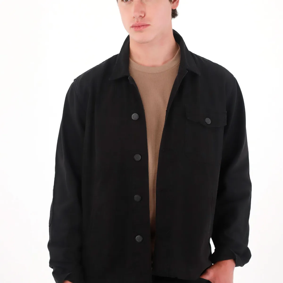 TENNIS - Chaqueta en denim con costuras decorativas negra para hombre