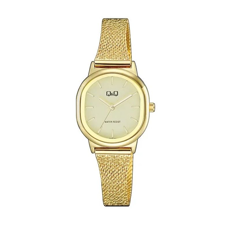 Q&Q - Reloj Q&Q Dorado Con Piedras Pulso Malla Acero Inox Original + Caja