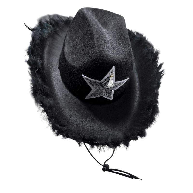 GENERICO - Sombrero Vaquero De Fieltro Con Peluches Para Fiestas