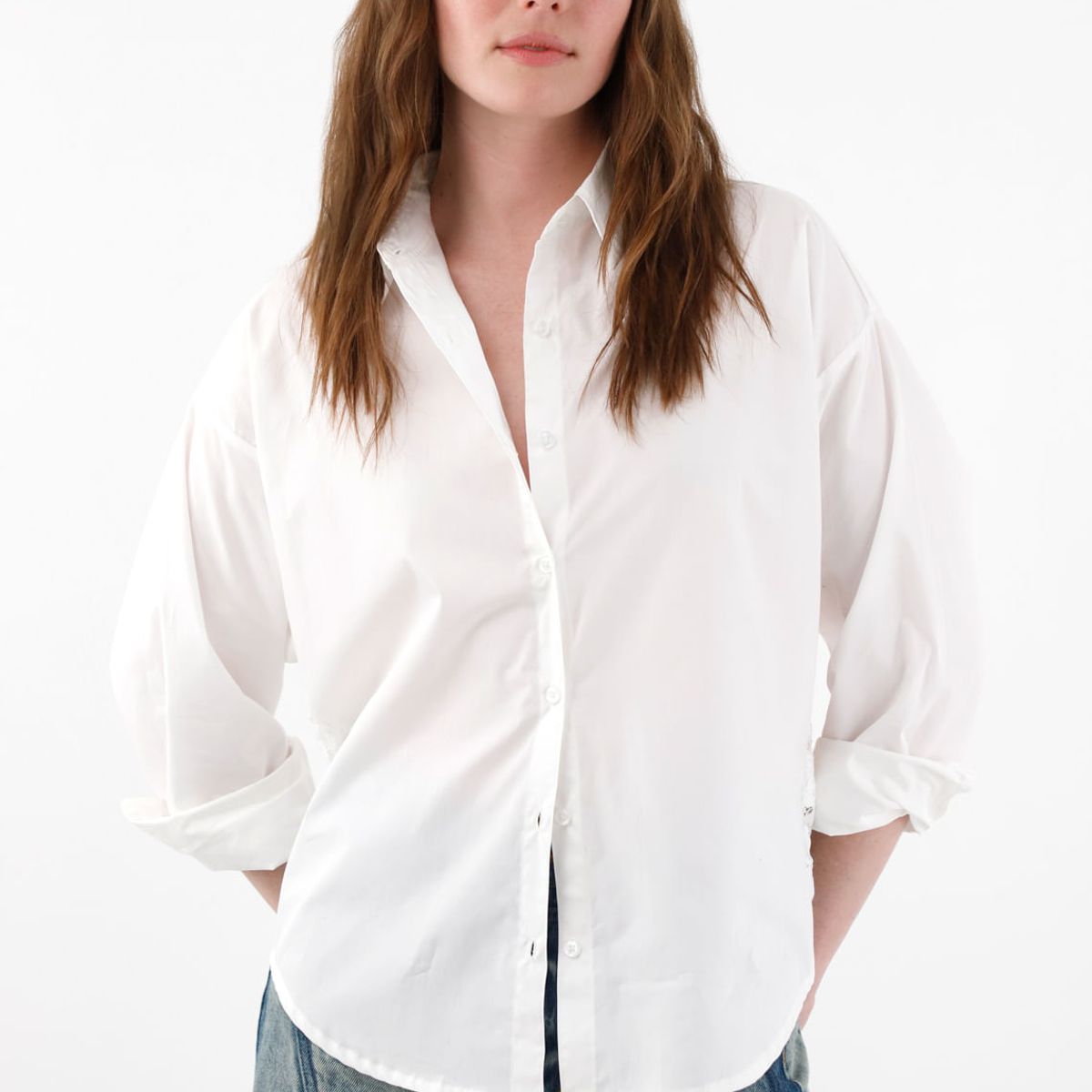 TENNIS - Camisa amplia con encaje crudo para mujer