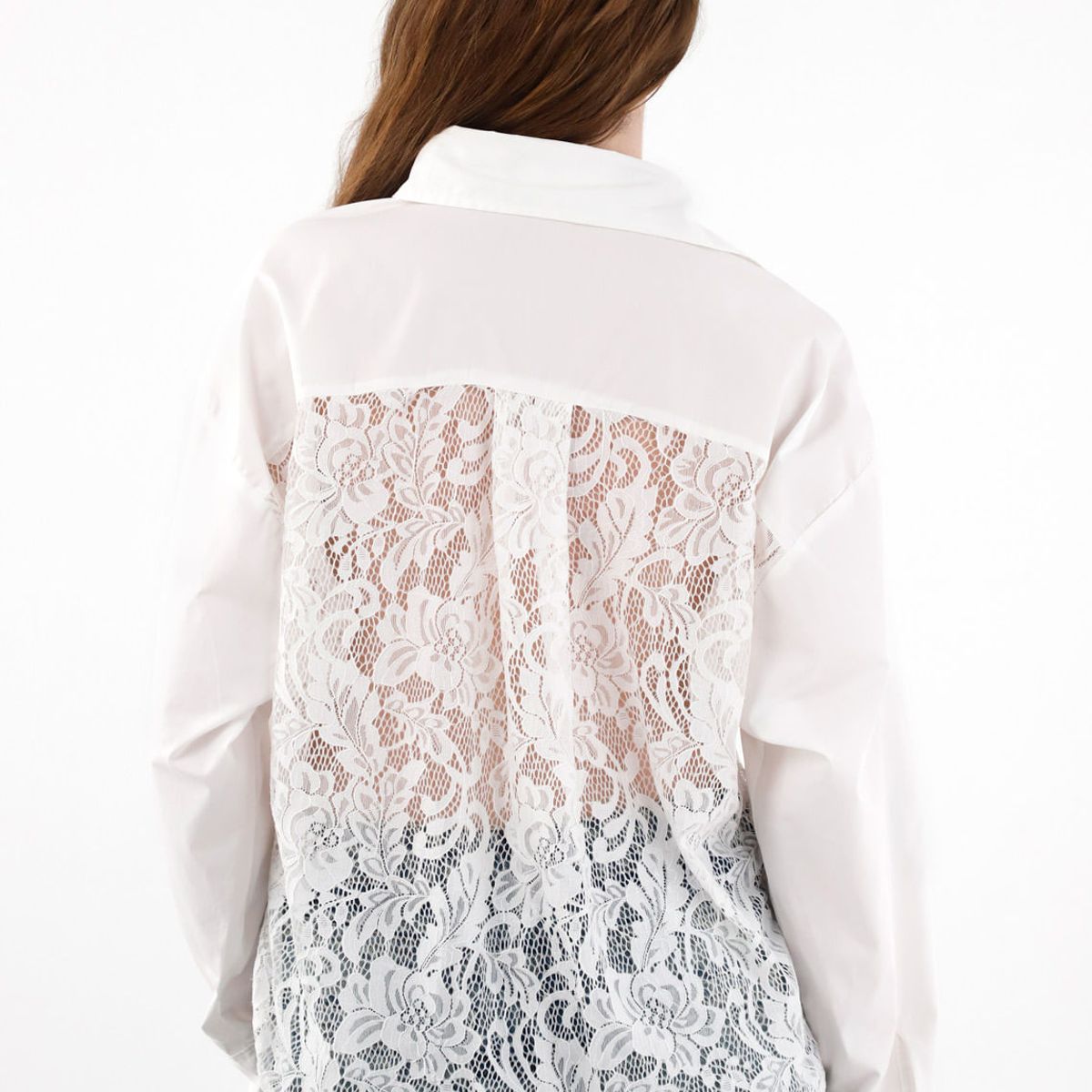 TENNIS - Camisa amplia con encaje crudo para mujer