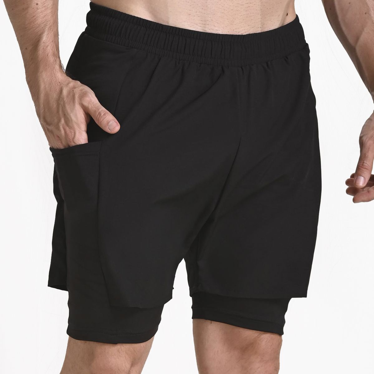BELIFE - Pantaloneta deportiva negra para hombre