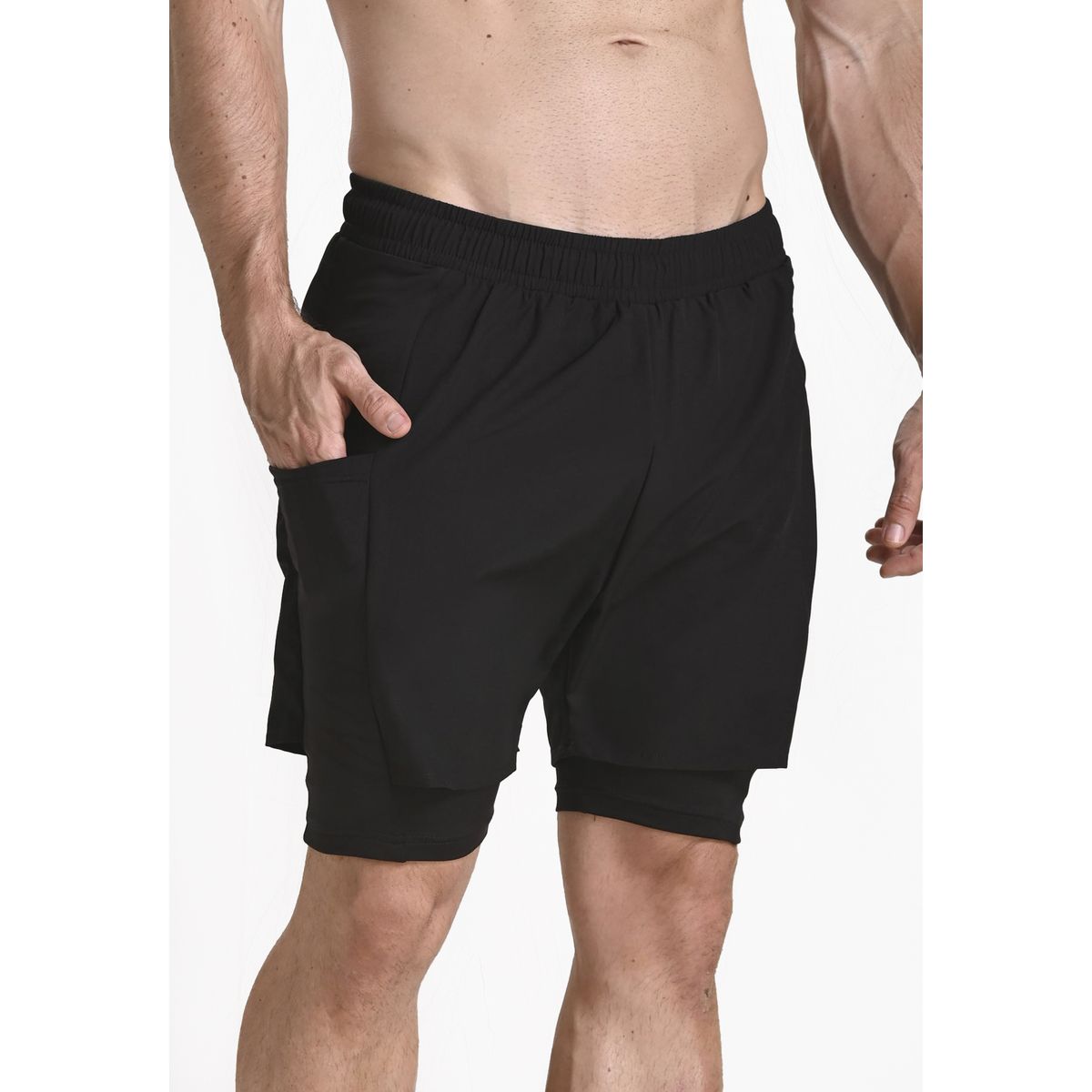 BELIFE - Pantaloneta deportiva negra para hombre