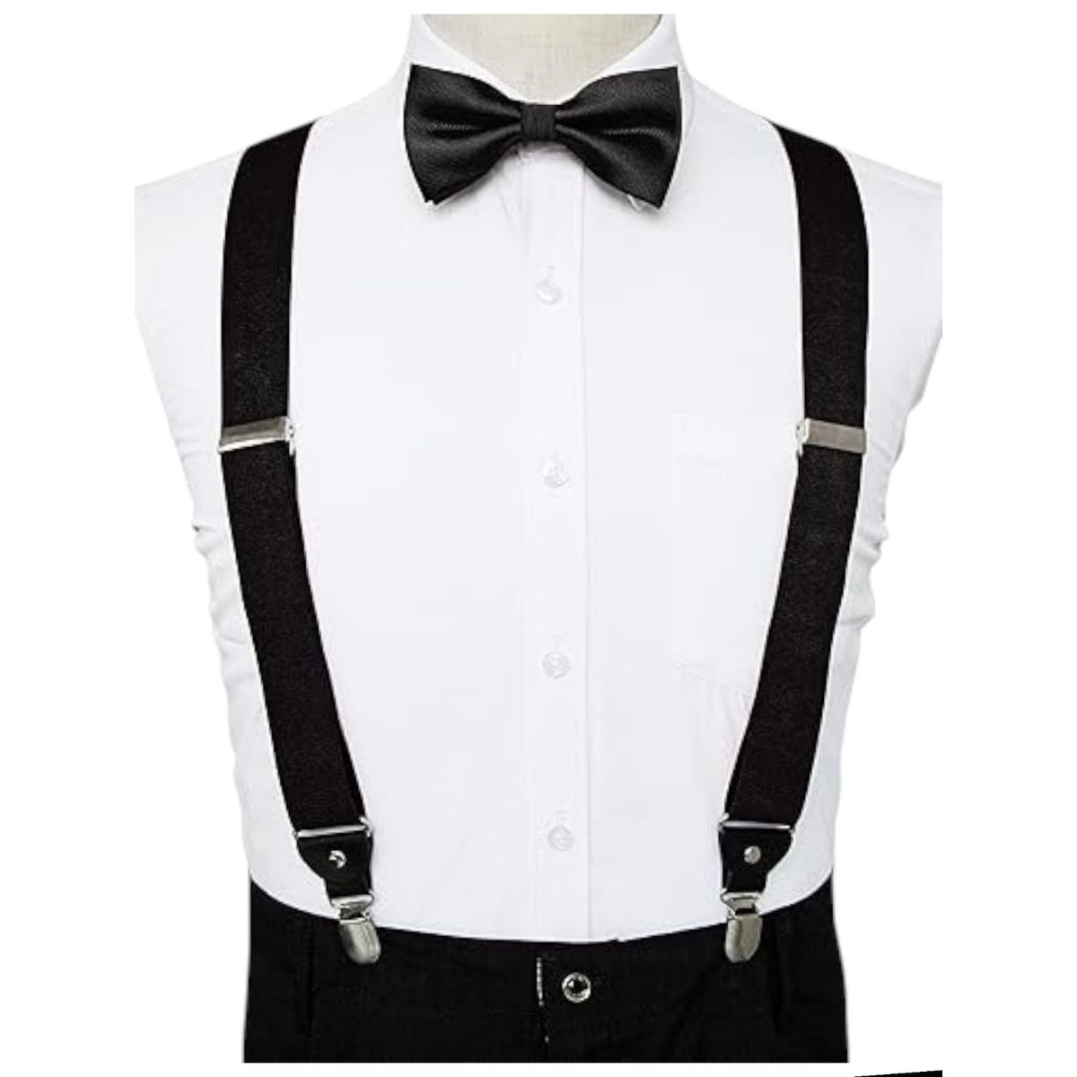 GENERICO - Corbatín Y Tirantes negro Diseño Elegante Adultos Y Niños