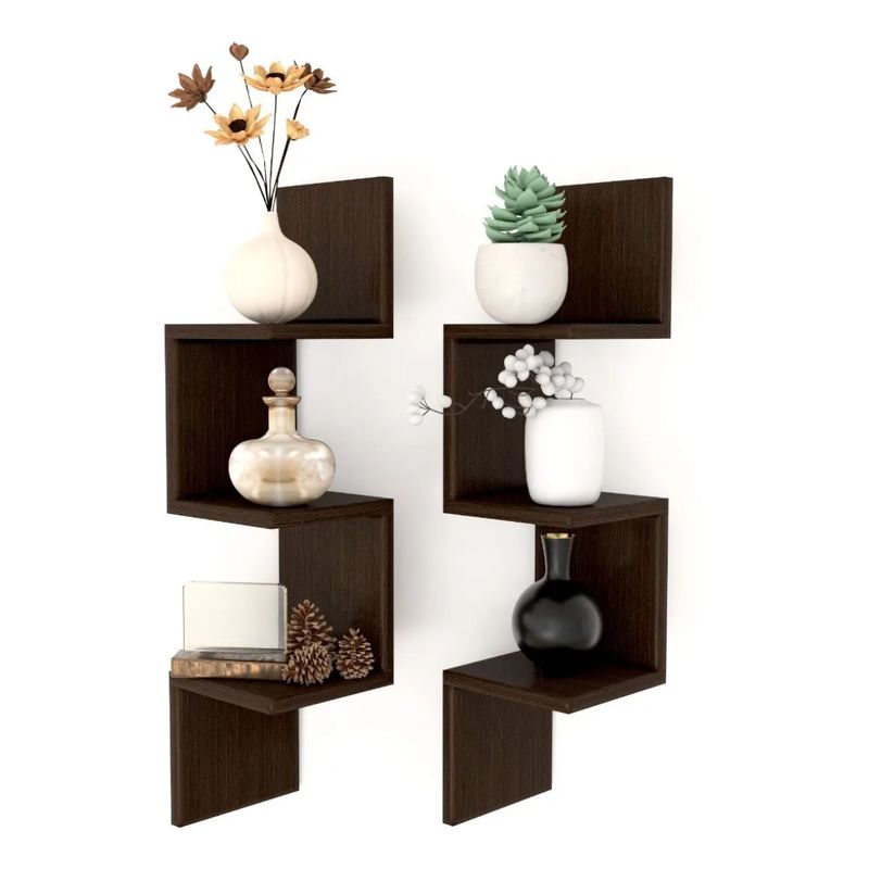 GENERICO - Setx2 Repisa Esquinero Flotante E-13  Decoración Moderna Color Wengue