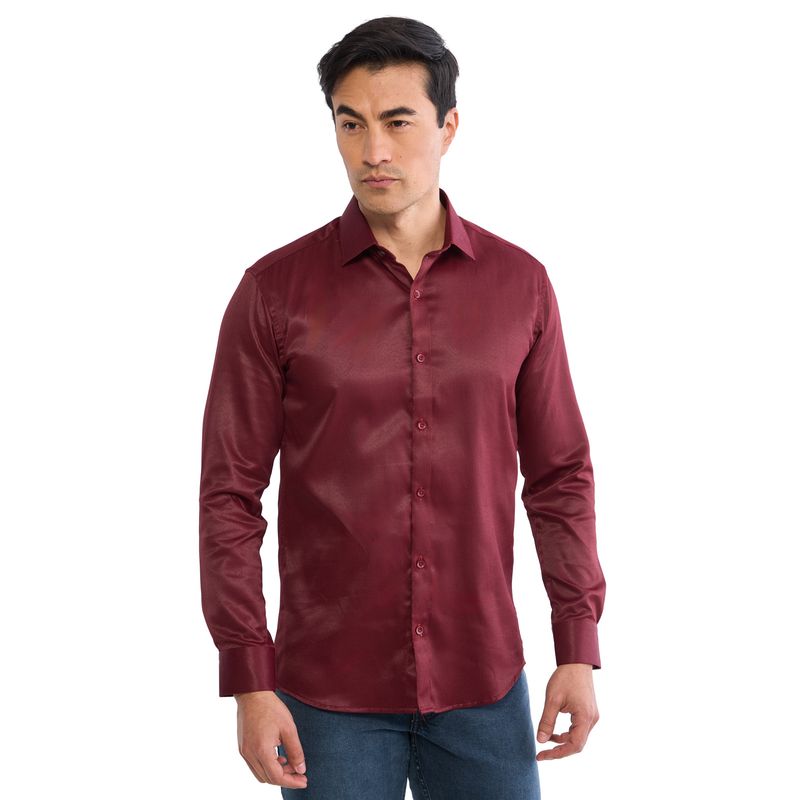 LOS CABALLEROS - Camisa vinotinto con textura Los Caballeros