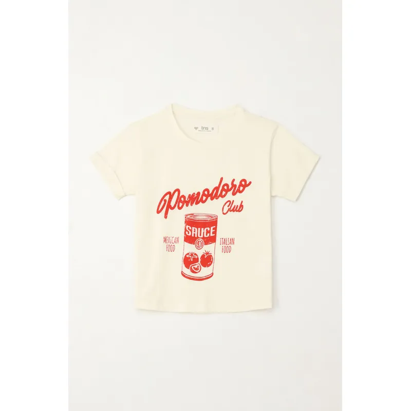 TENNIS - Camiseta básica estampada crudo para niña