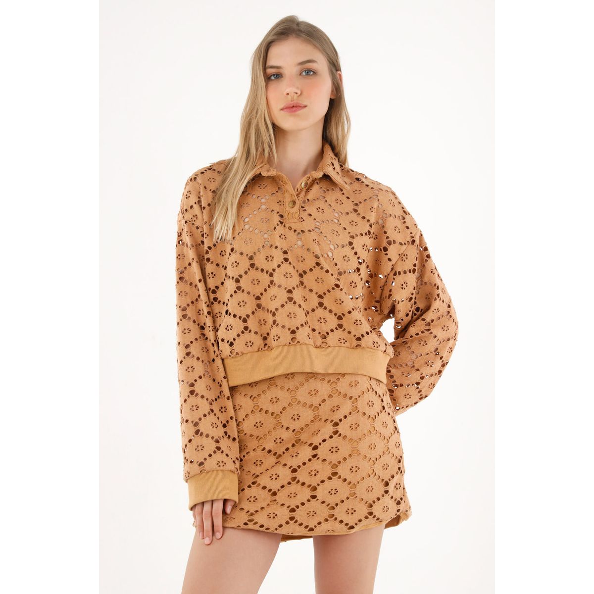 TENNIS - Buzo en tejido de punto café para mujer