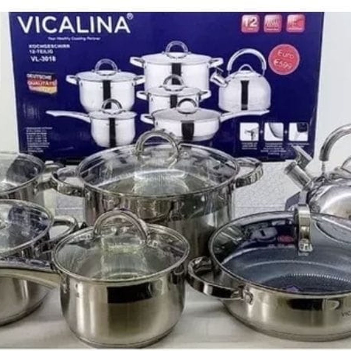 GENERICO - Batería de ollas en acero quirúrgico 12 piezas con tetera