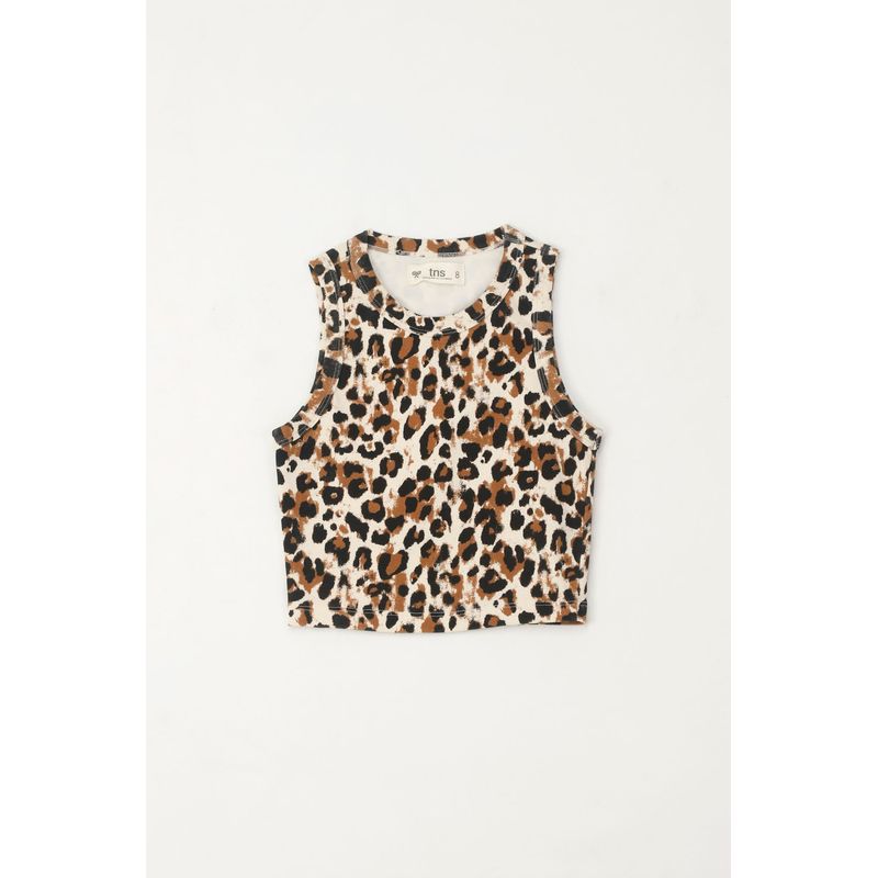 TENNIS - Camiseta crop de estampado animal print para niña