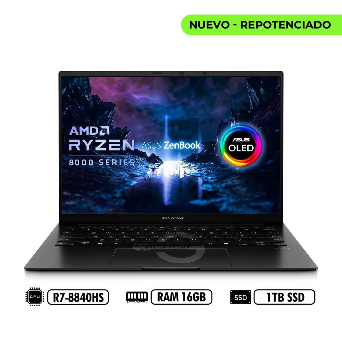 ASUS - Portátil ASUS Zenbook OLED 14 UM3406HA AMD R7-8840HS RAM 16GB LPDDR5 1TB SSD Negro