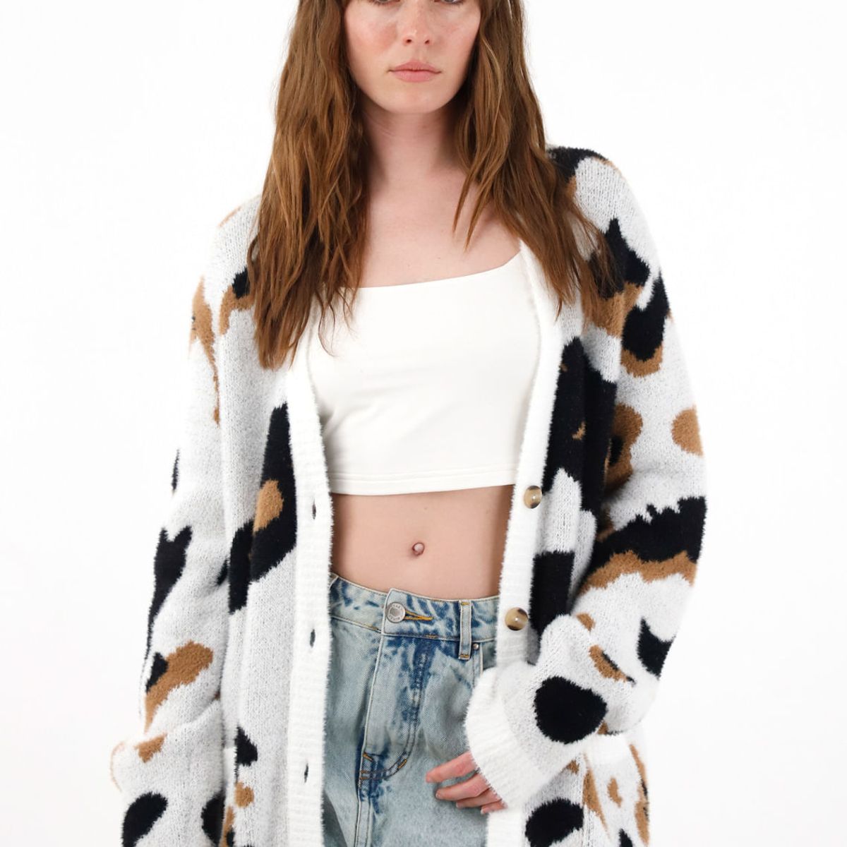 TENNIS - Buzo afelpado oversize de animal print para mujer