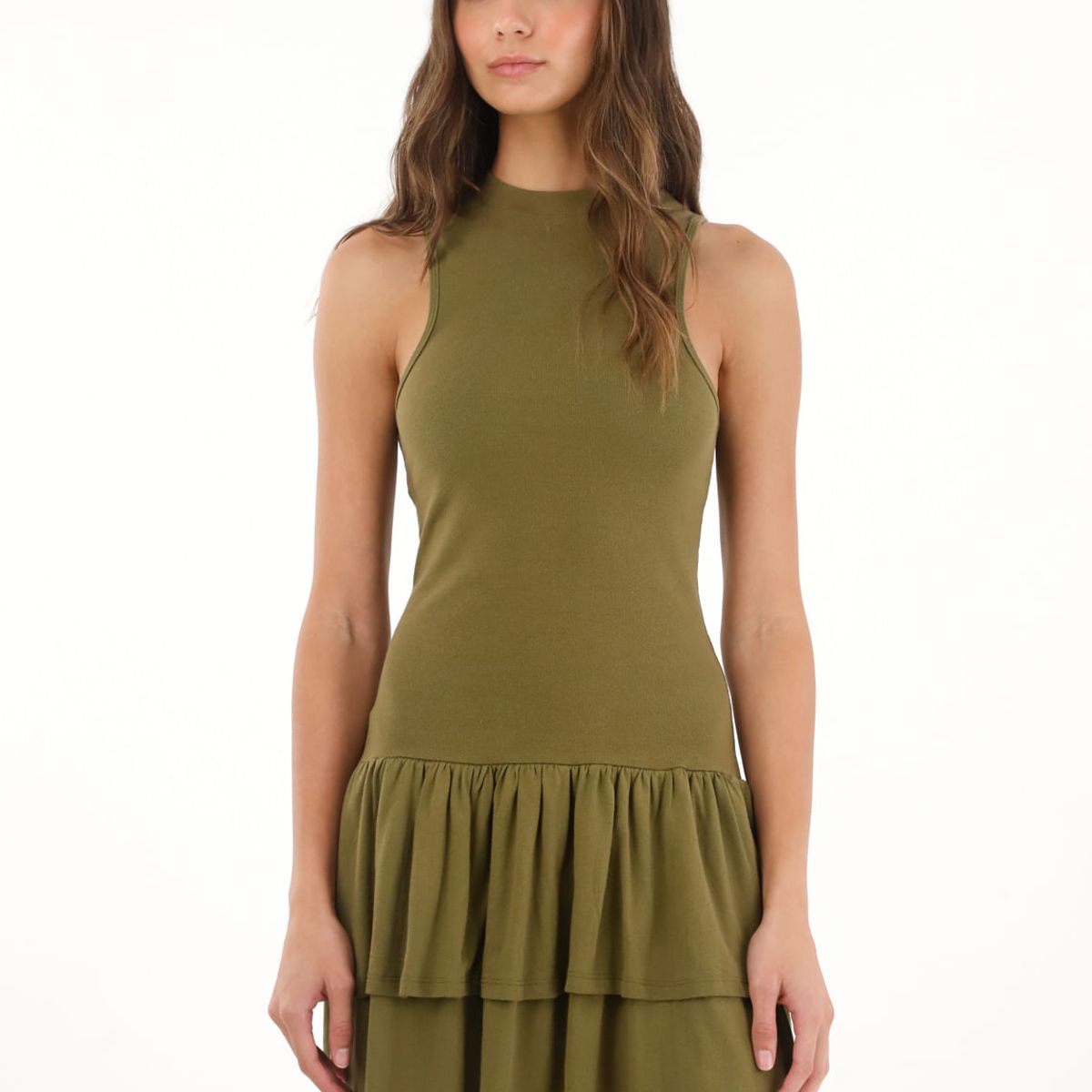 TOPMARK - Vestido corto ajustado con boleros verde para mujer