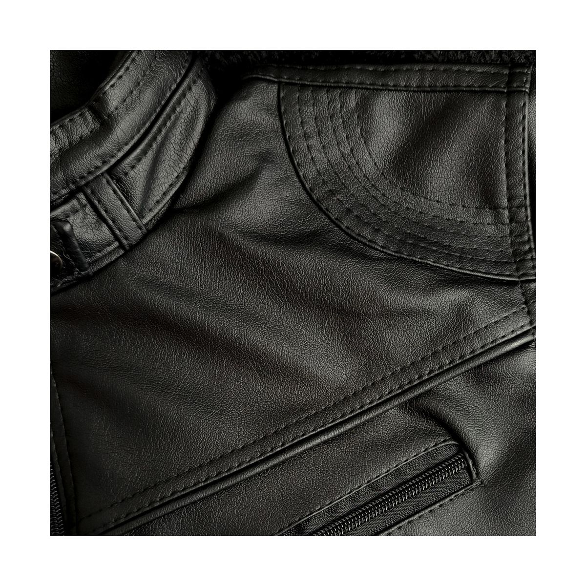 SYK - Chaqueta Para Hombre De Cuerotex Negro Tipo Slim