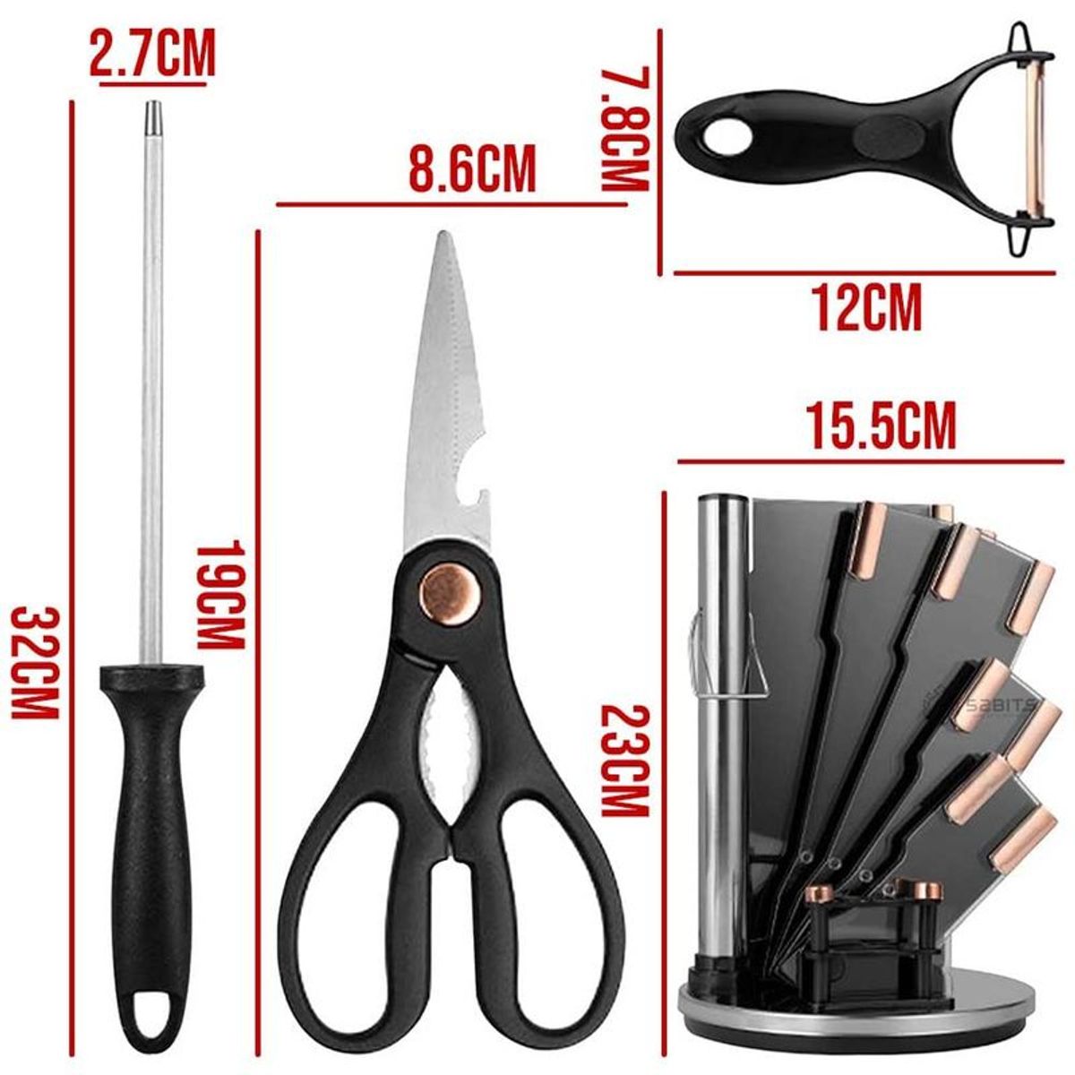 GENERICO - Set de Cuchillos Blanco Tipo Marmol + 8 Piezas