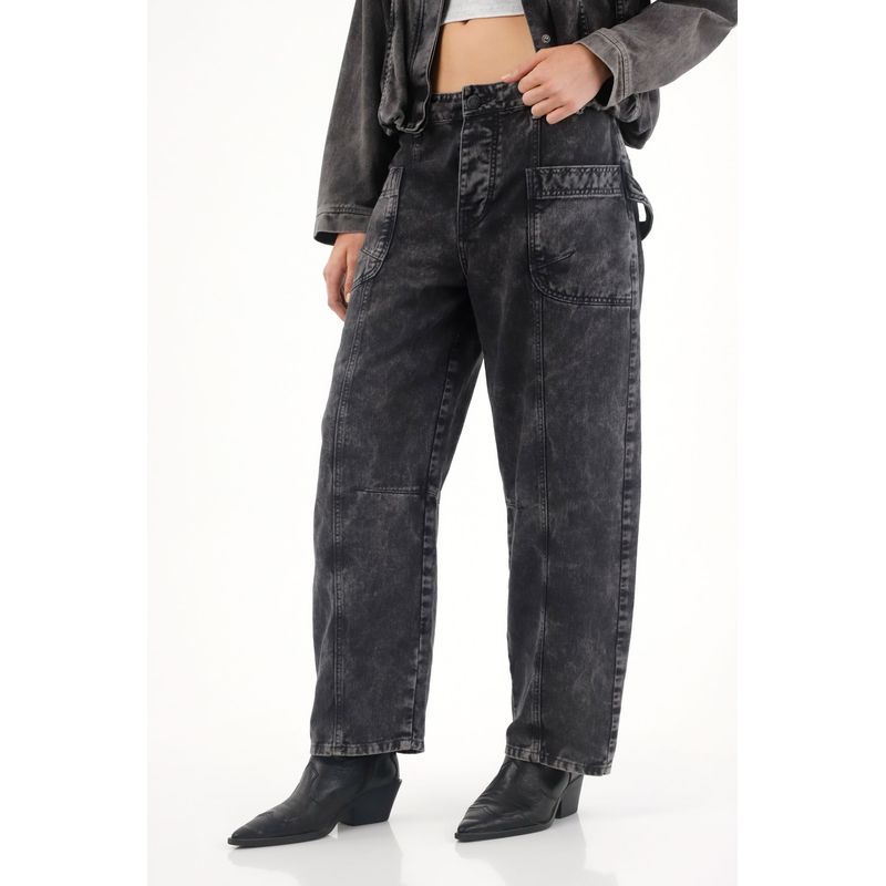 TENNIS - Jean Horseshoe de tiro bajo en black denim para mujer