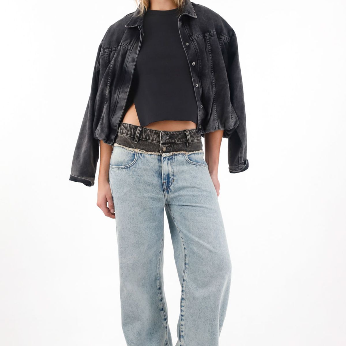 TENNIS - Chaqueta en black denim tipo globo para mujer