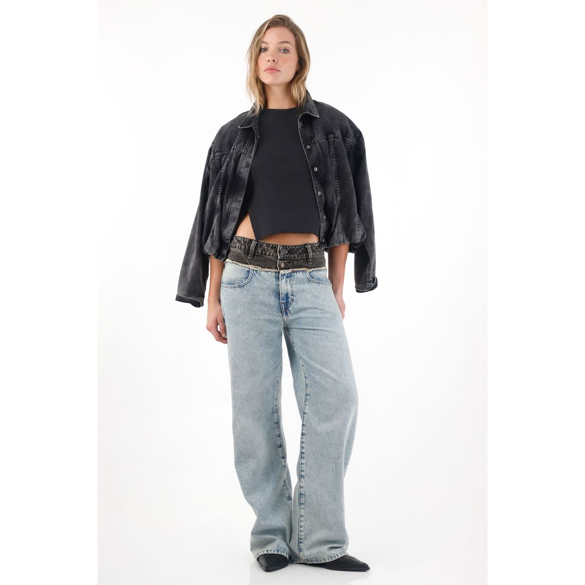 TENNIS - Chaqueta en black denim tipo globo para mujer