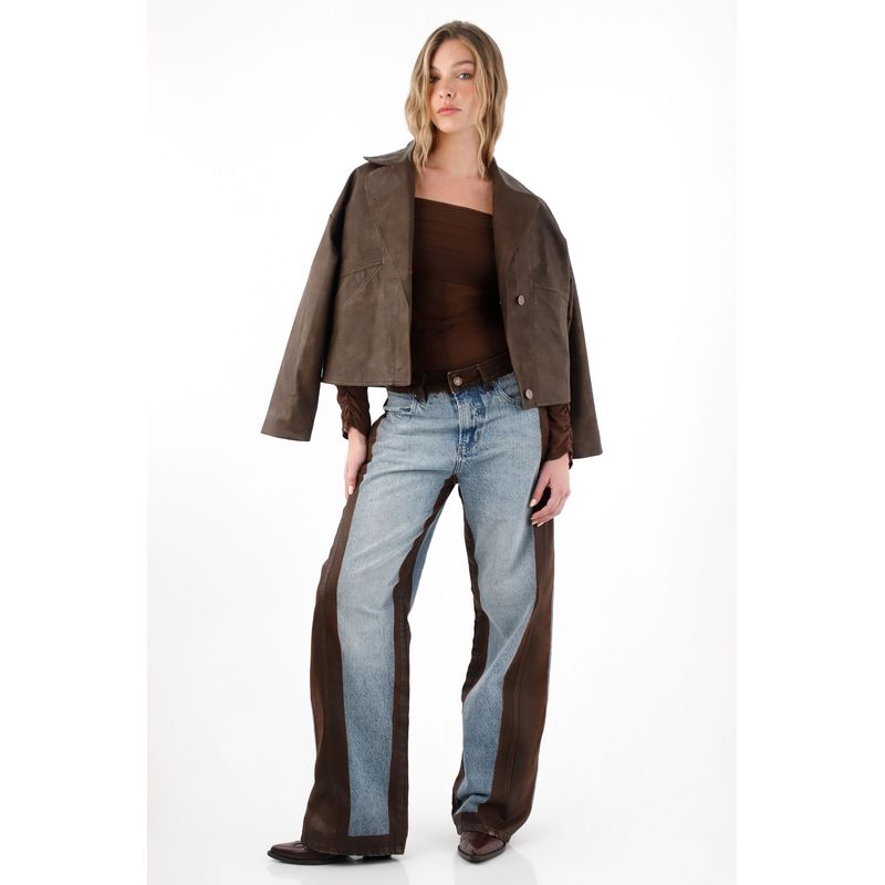 TENNIS - Chaqueta con efecto cuero café para mujer