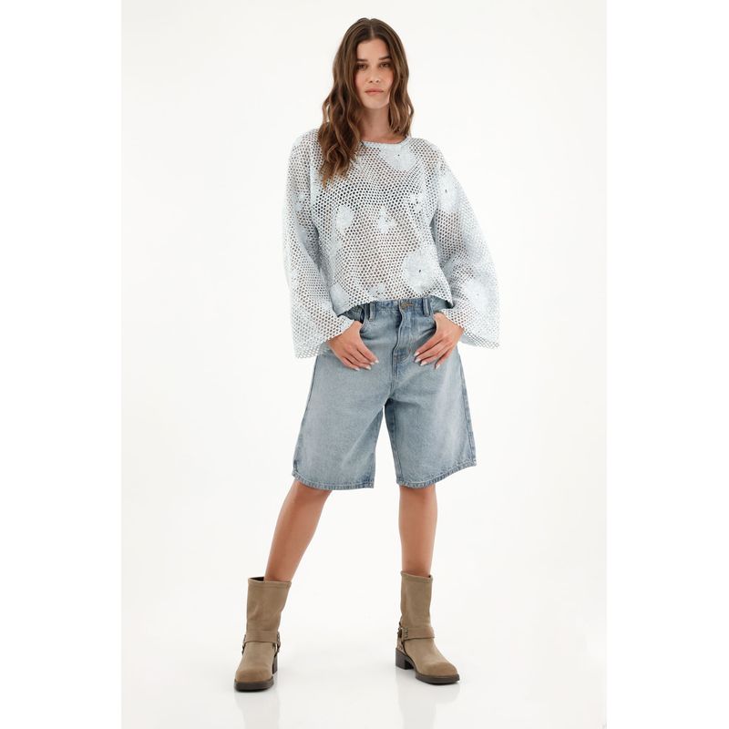 TENNIS - Buzo tipo malla con efecto brillo para mujer
