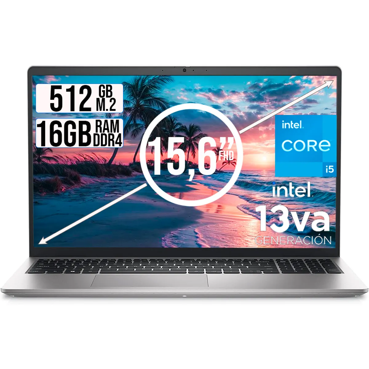 DELL - Portátil Dell 15.6” FHD Intel Core i5 13ª Gen 16GB RAM 512GB SSD Plata
