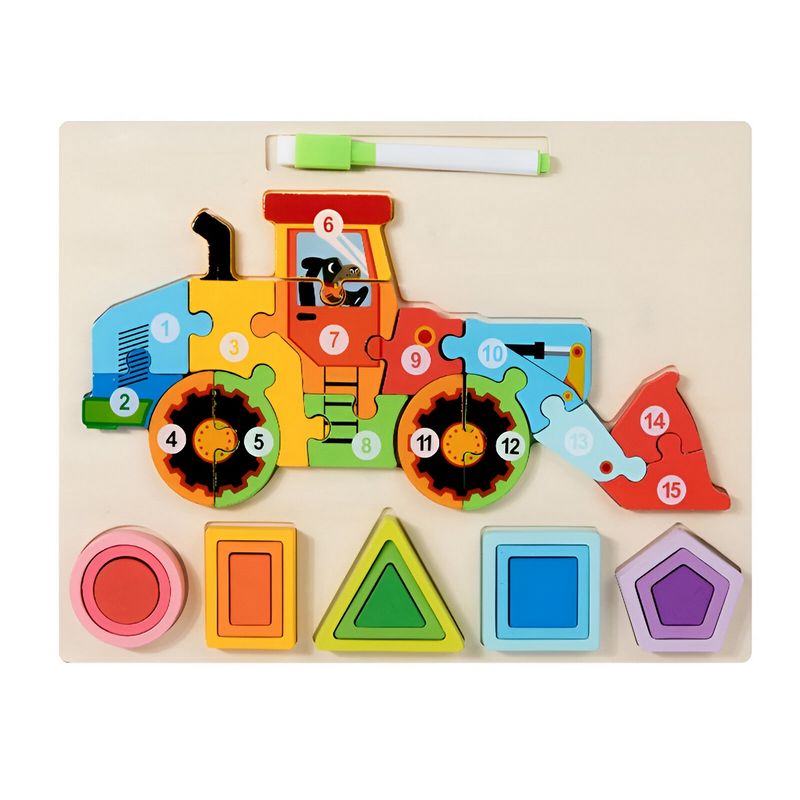 GENERICO - Rompecabezas 3d 2 En 1 Tablero Juego Didactico Niño Figuras