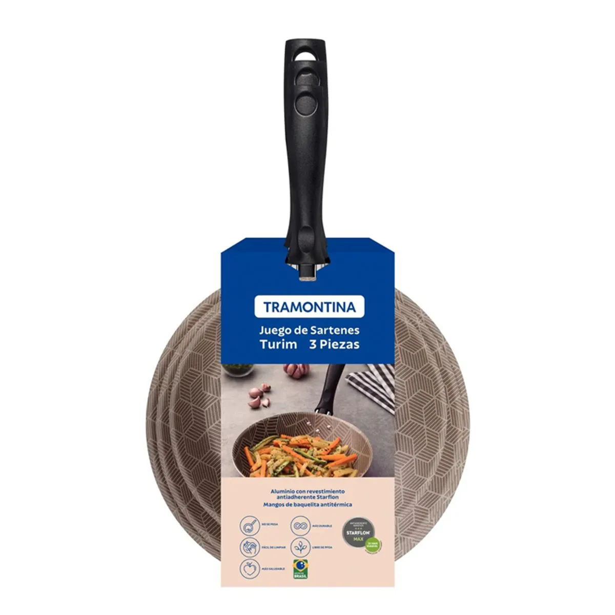 TRAMONTINA - Juego de Sartenes Tramontina Turim Starflon 3 Piezas 27899/417